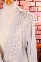 Boho Strickjacke silber Perlen