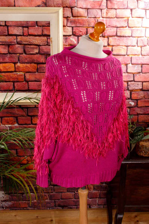 Fledermaus Zottelpulli pink