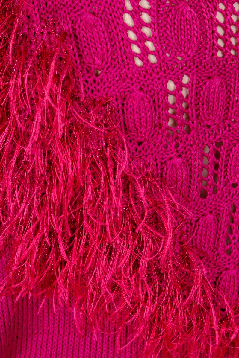 Fledermaus Zottelpulli pink