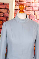 60s Kleid taubenblau Wollmix