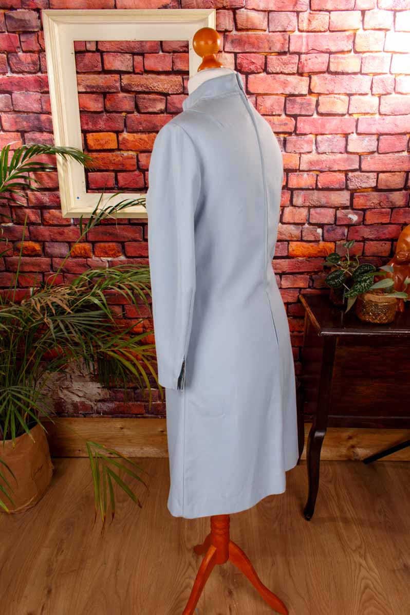 60s Kleid taubenblau Wollmix