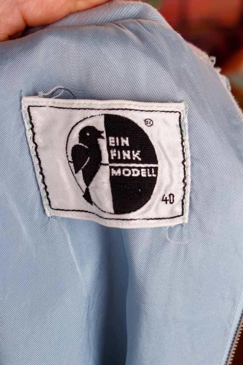 60s Kleid taubenblau Wollmix