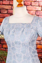 hellblaues Brokat Abendkleid