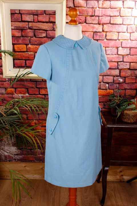 60s DDR Etuikleid blau