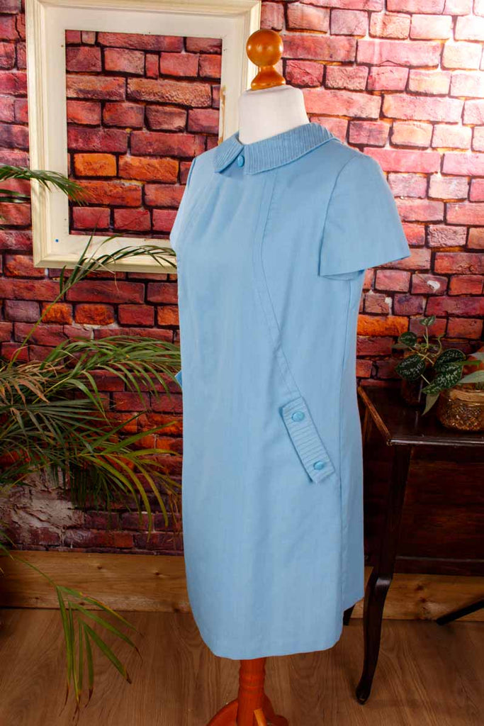 60s DDR Etuikleid blau