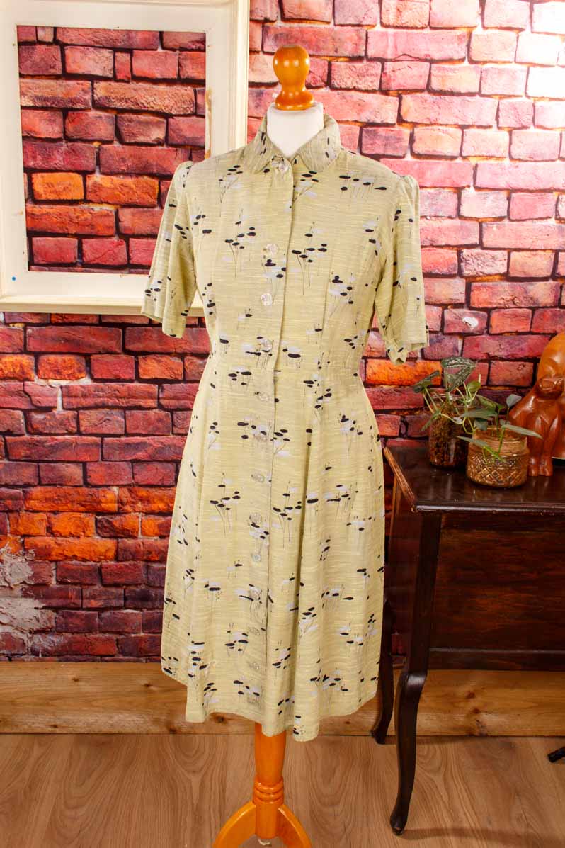 40s Kleid gelb Muster