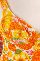 60s Frotteekleid orange Blumen