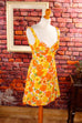 60s Frotteekleid orange Blumen
