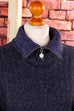Wolle-Seide Pullover blau Rippmuster