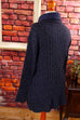 Wolle-Seide Pullover blau Rippmuster