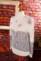 Angora Pullover weiß grau