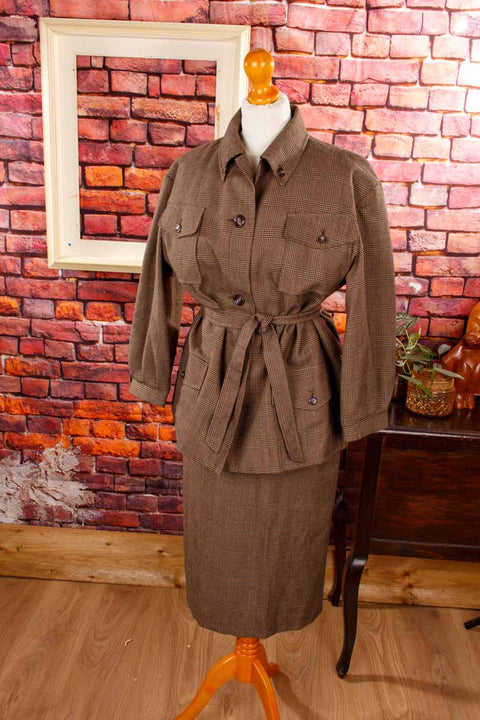 ROBINOW Woll Kostüm braun Pepita