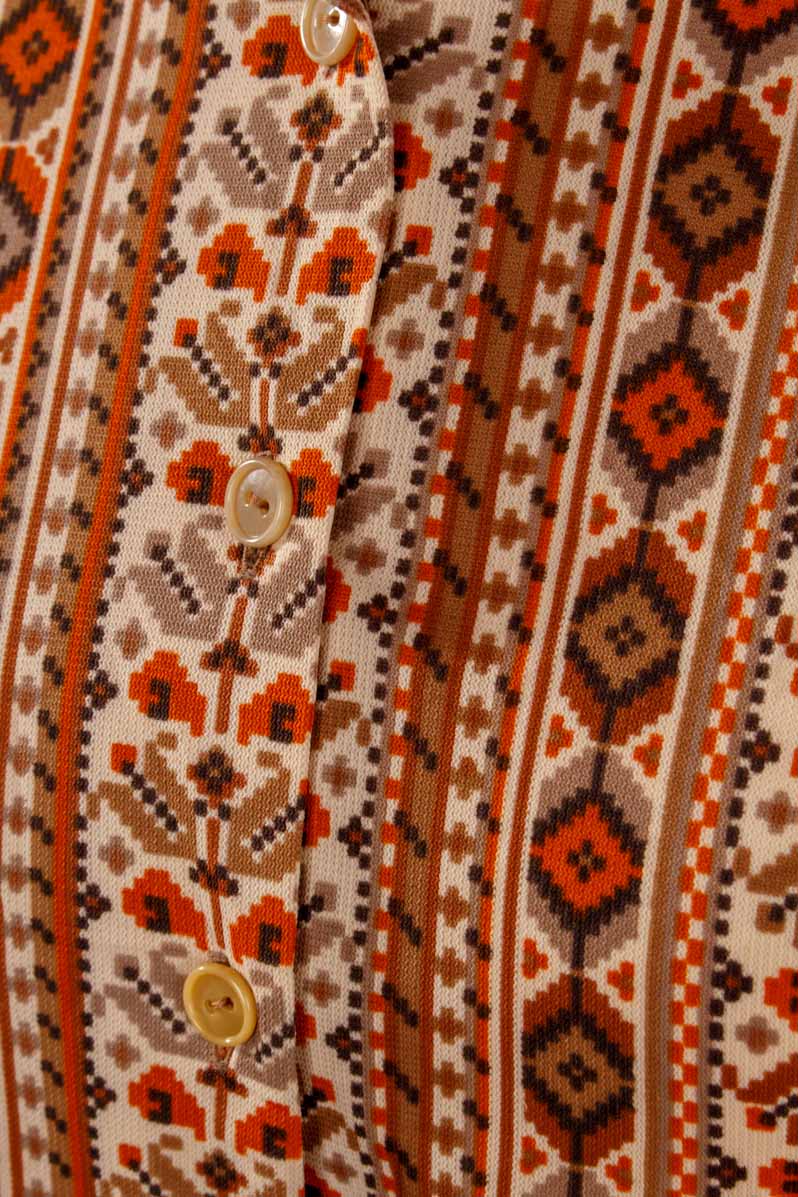 70s Disco Bluse braun Muster