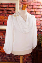 Chiffonbluse weiß mit Perlen