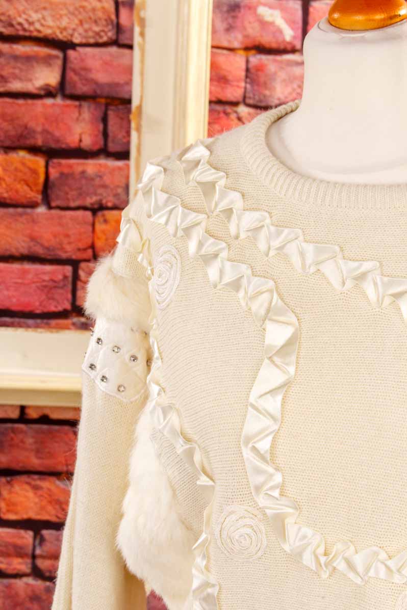 80er Jahre Pullover Fell+Strass