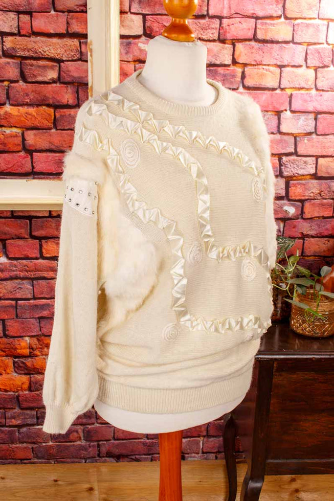 80er Jahre Pullover Fell+Strass