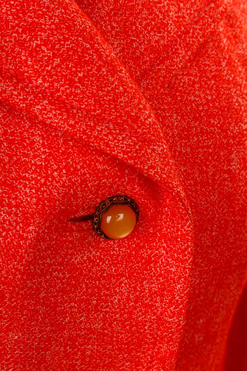 60s Wollmantel rot meliert