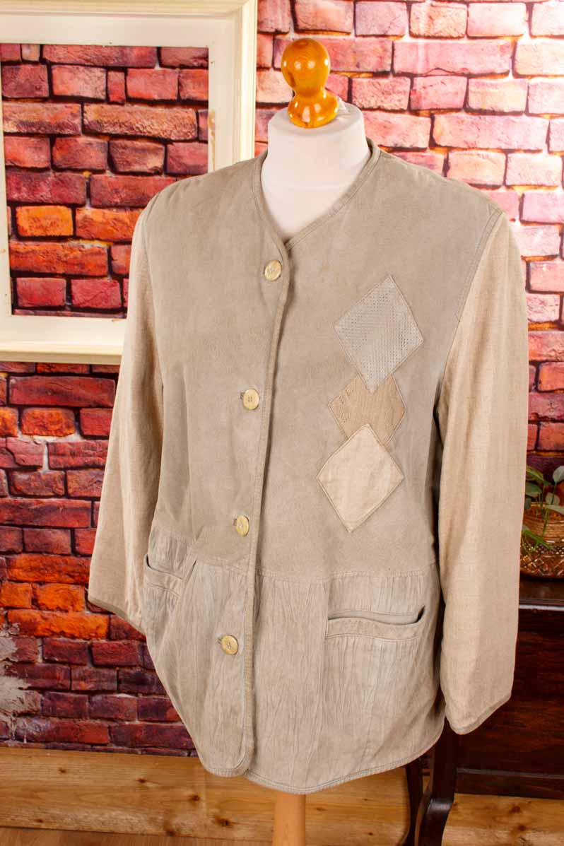Landhaus Lederjacke mit Leinen
