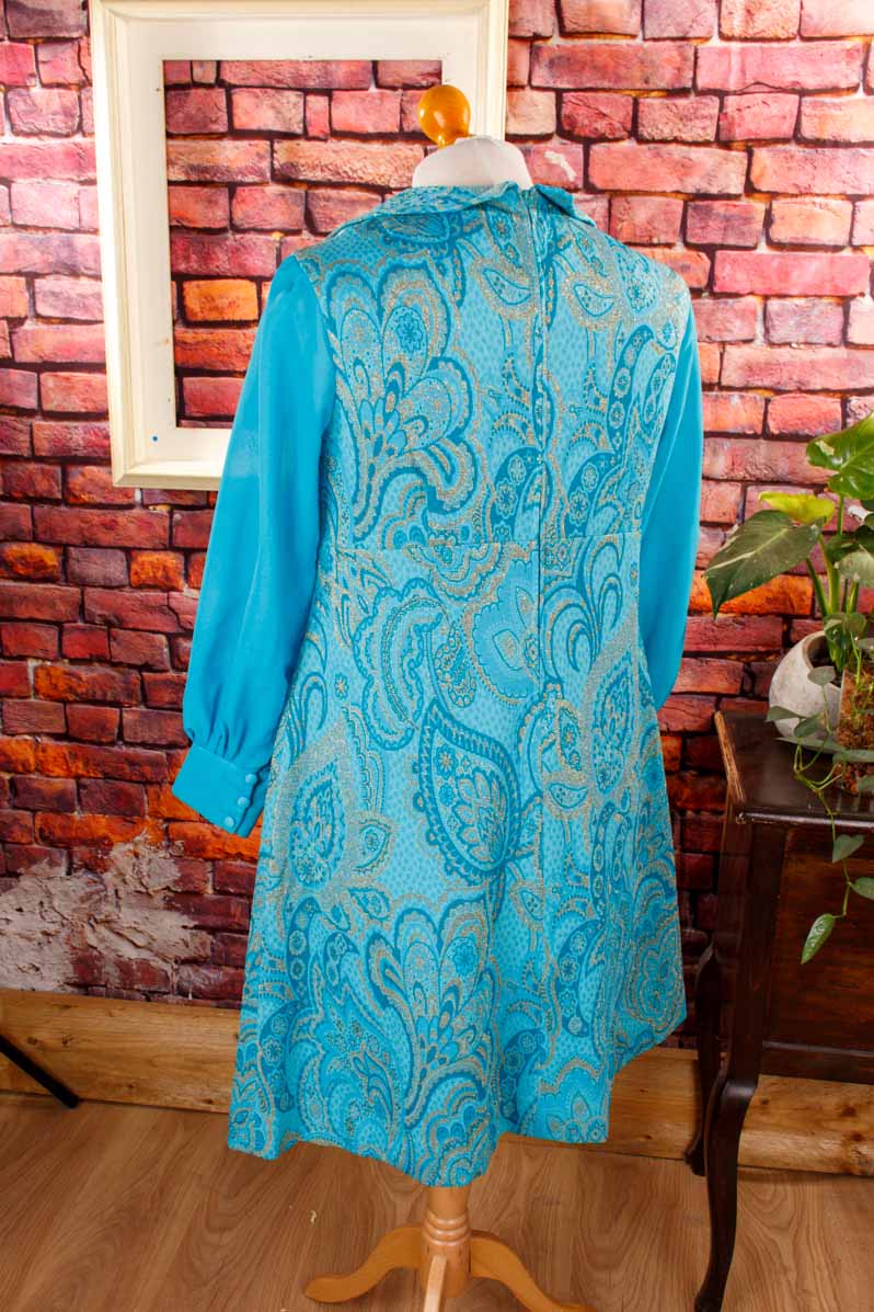 70s Disco Brokatkleid türkis