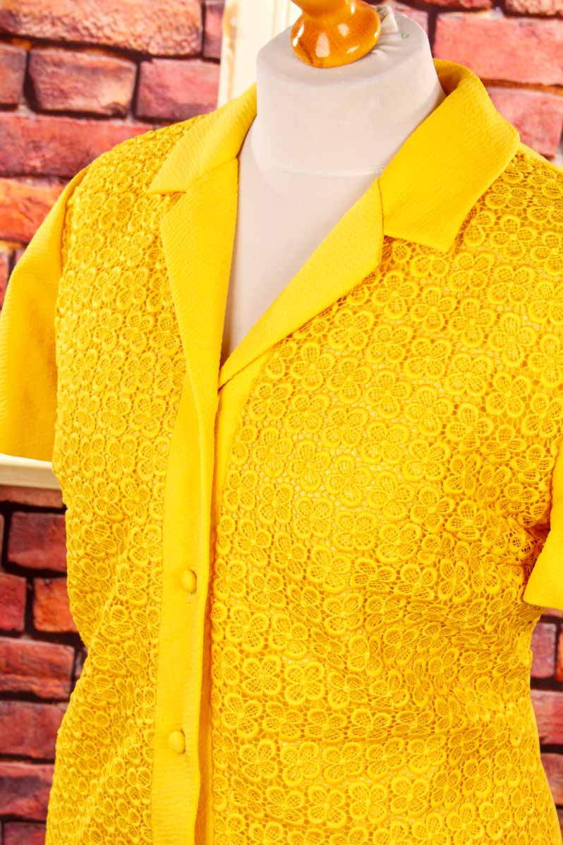 70s Disco Kleid leuchtend gelb