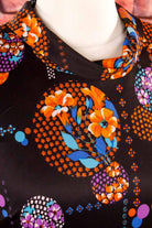 70s Abendkleid schwarz bunt