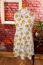 Rockabella Blümchenkleid türkis