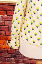 DDR Bluse beige grün Muster
