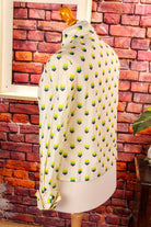 DDR Bluse beige grün Muster
