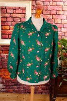 70s Bluse grün Megakragen