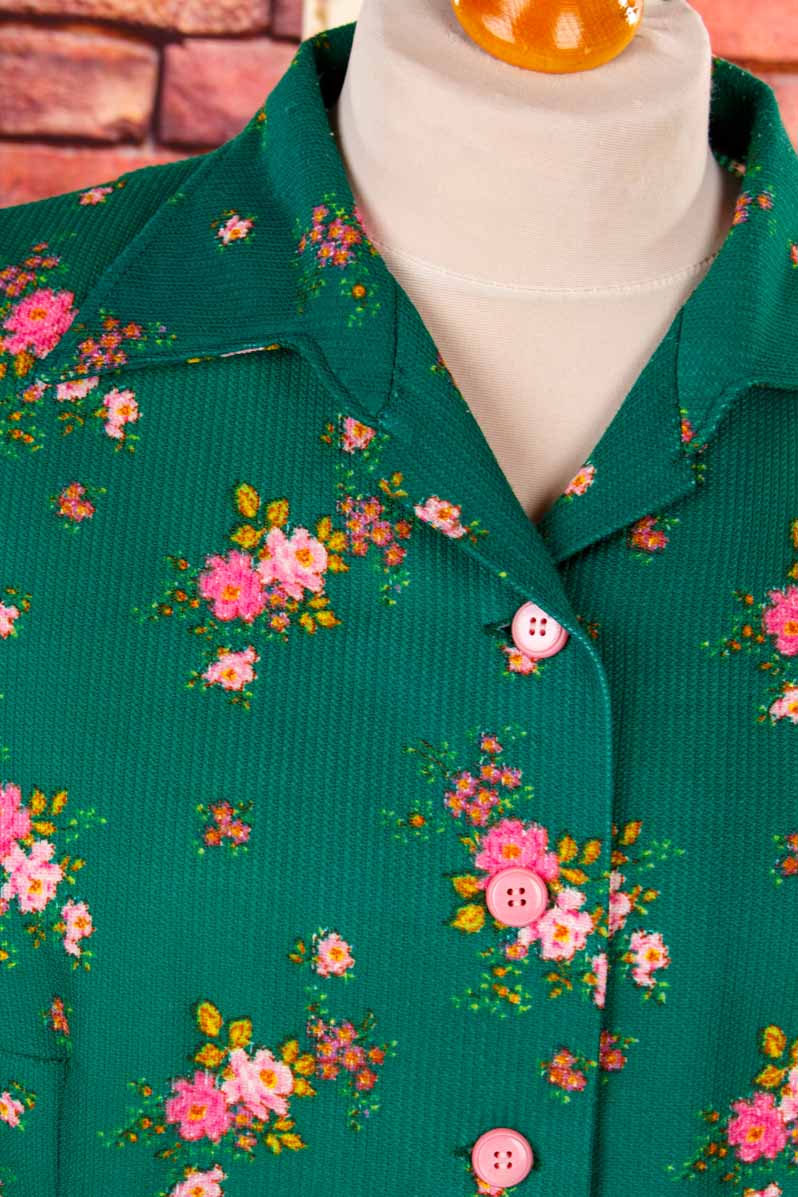 70s Bluse grün Megakragen