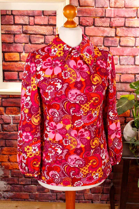 60s Disco Top pink Paisley