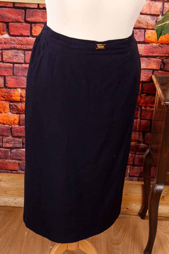 Bleistiftrock nachtblau Wolle