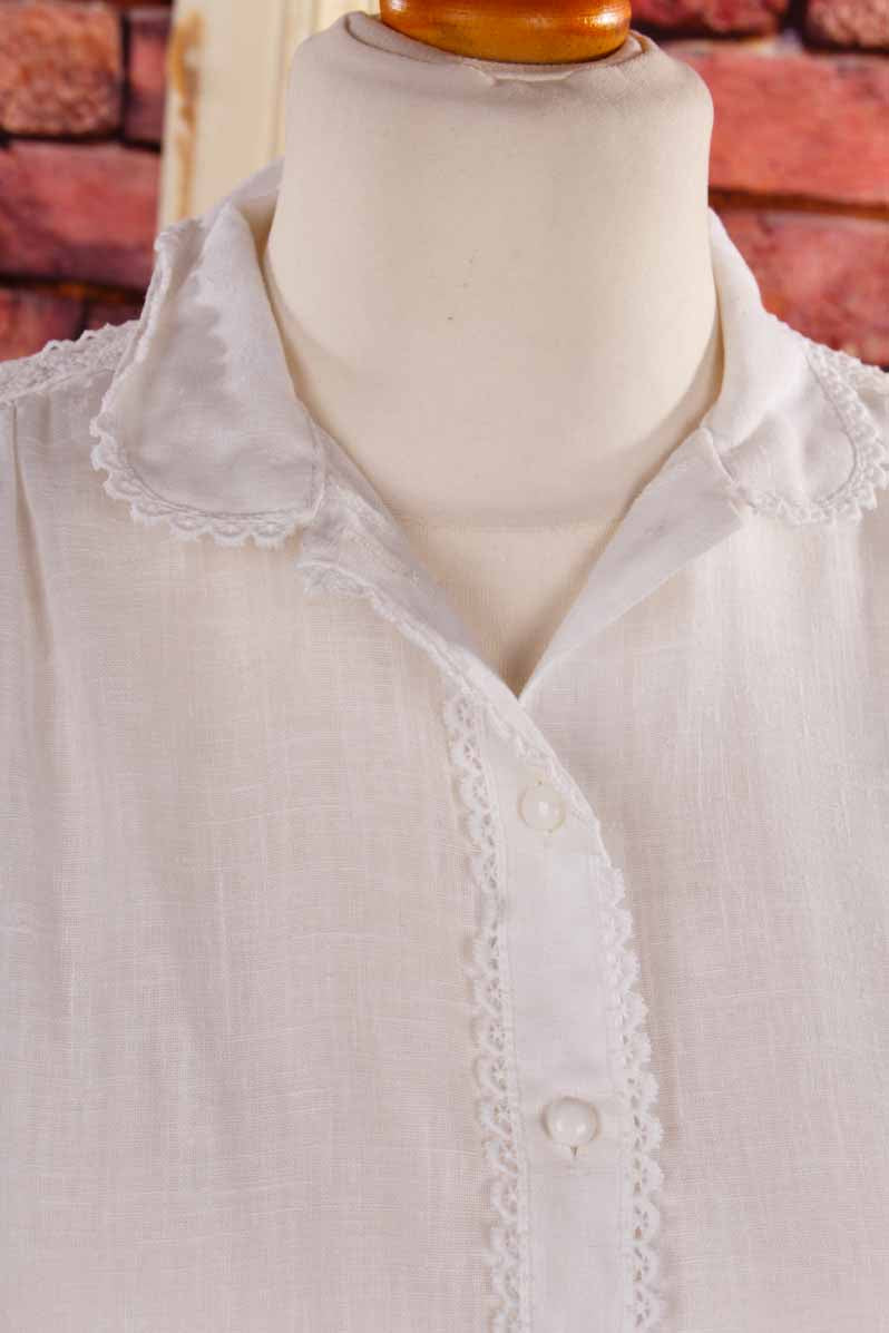 Boho Bluse weiß + Spitze