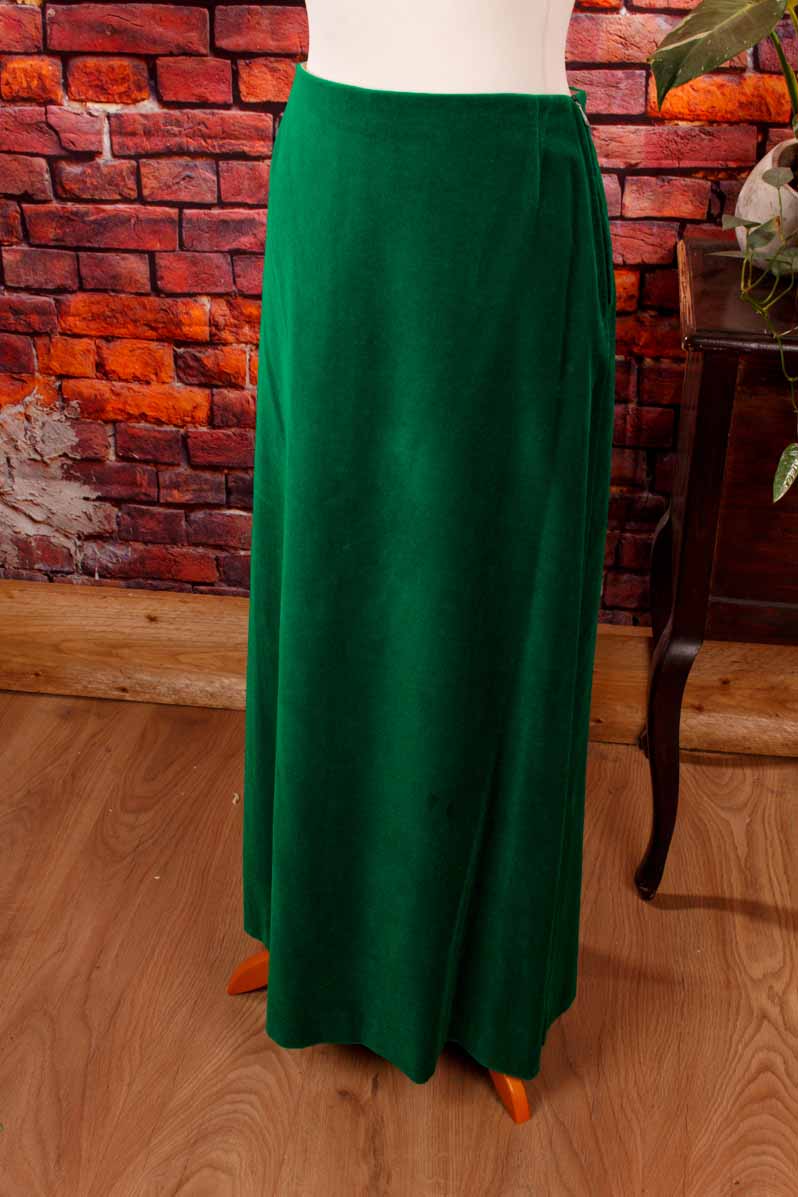Boho Samtrock smaragdgrün