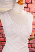 Perlon Unterkleid weiß Spitze