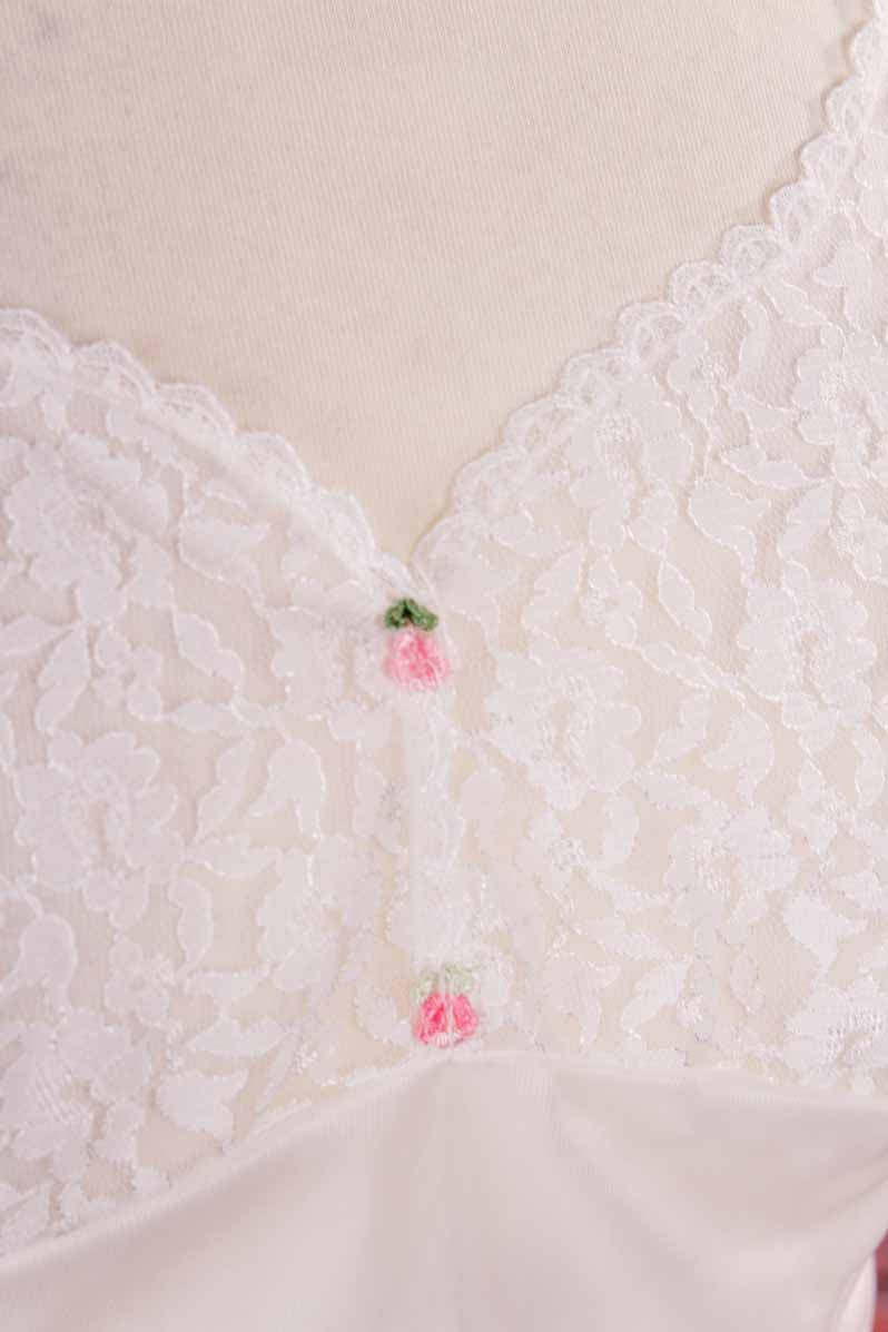 Perlon Unterkleid weiß Spitze