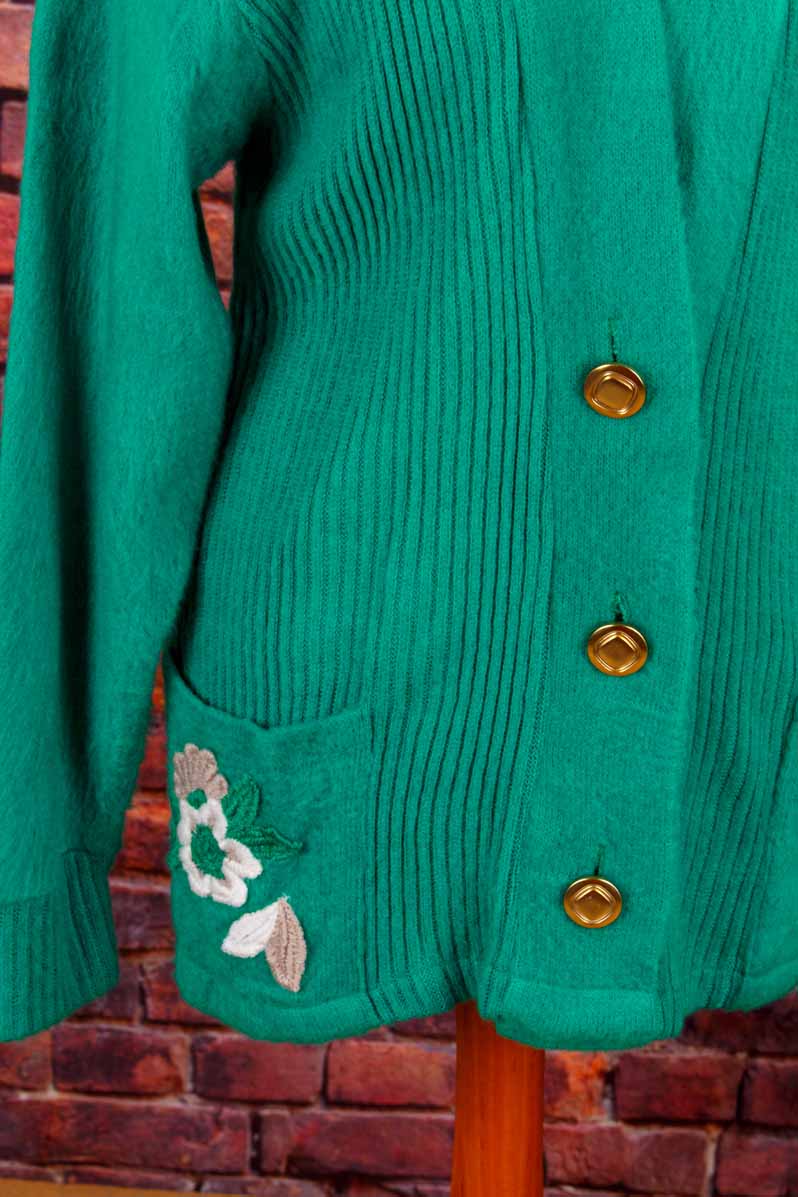 Vintage Strickjacke smaragdgrün