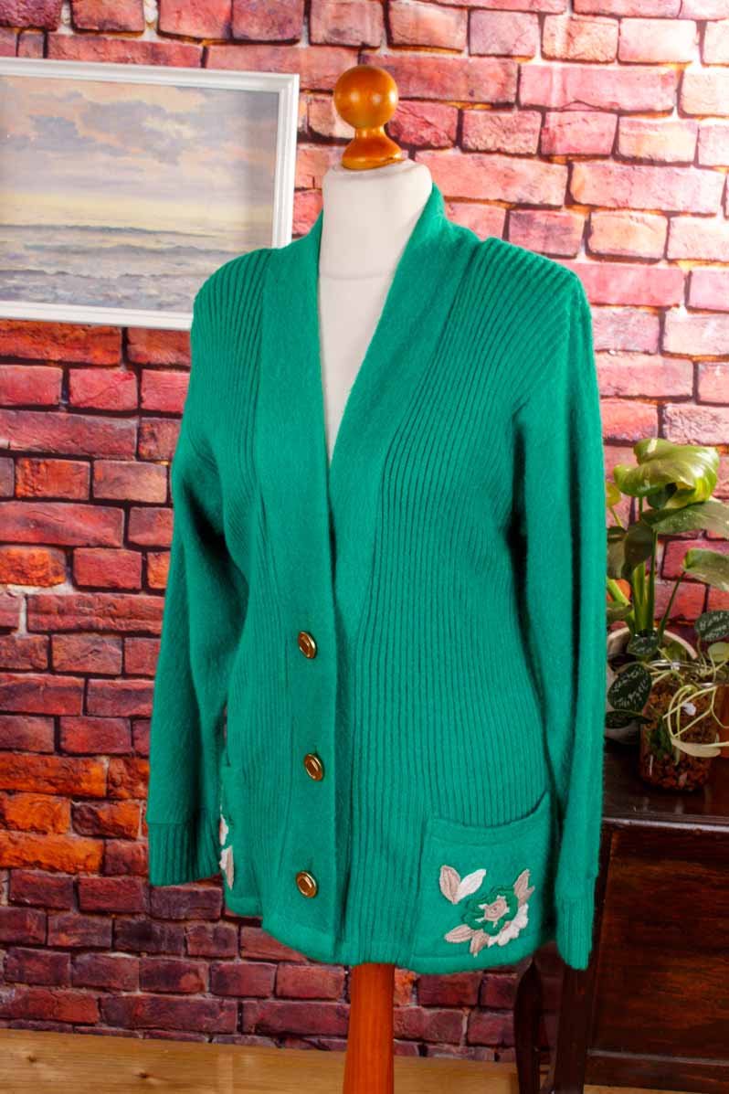 Vintage Strickjacke smaragdgrün