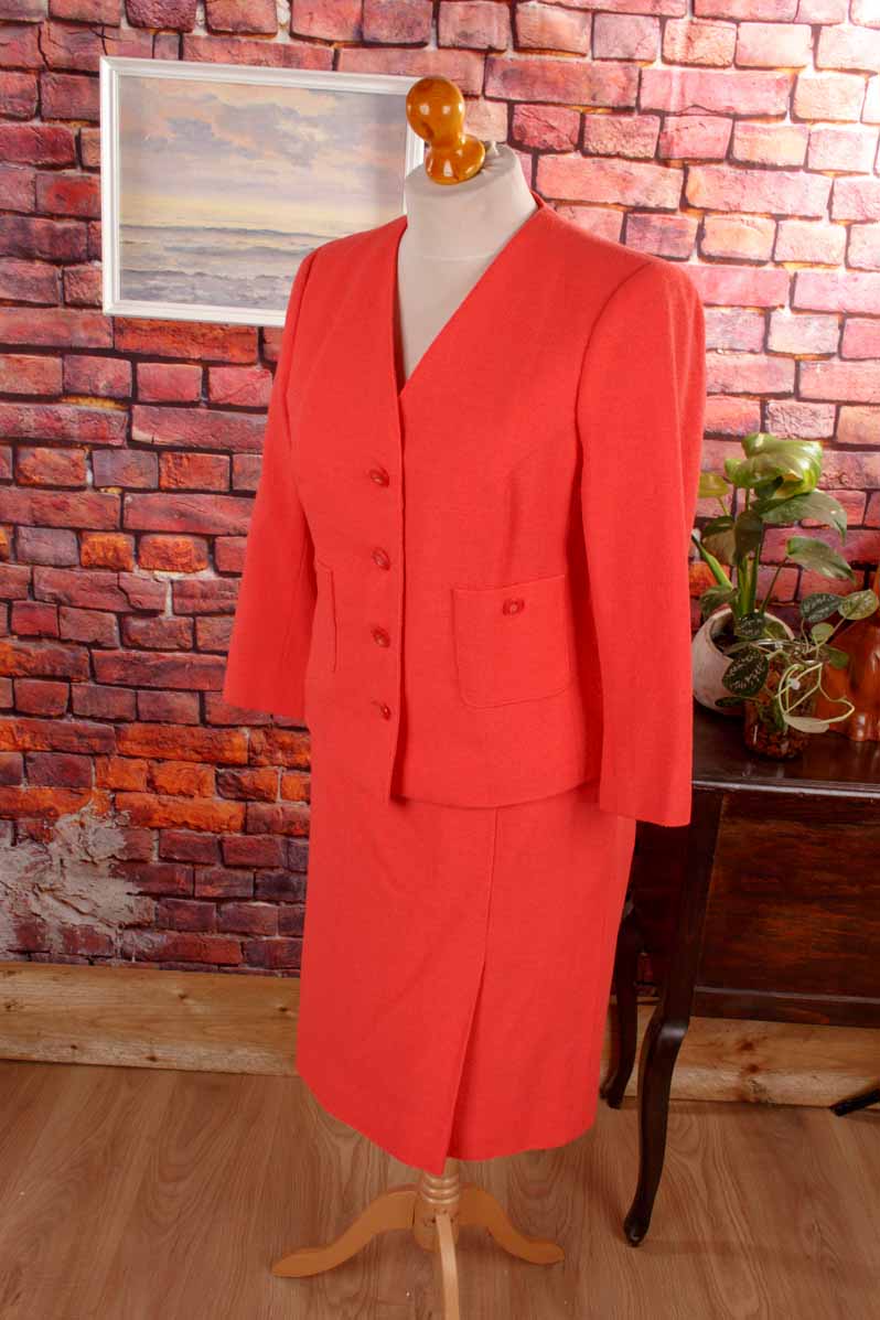 Vintage Wolle Kostüm apricot