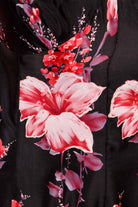 70s Maxikleid schwarz pink Blumen