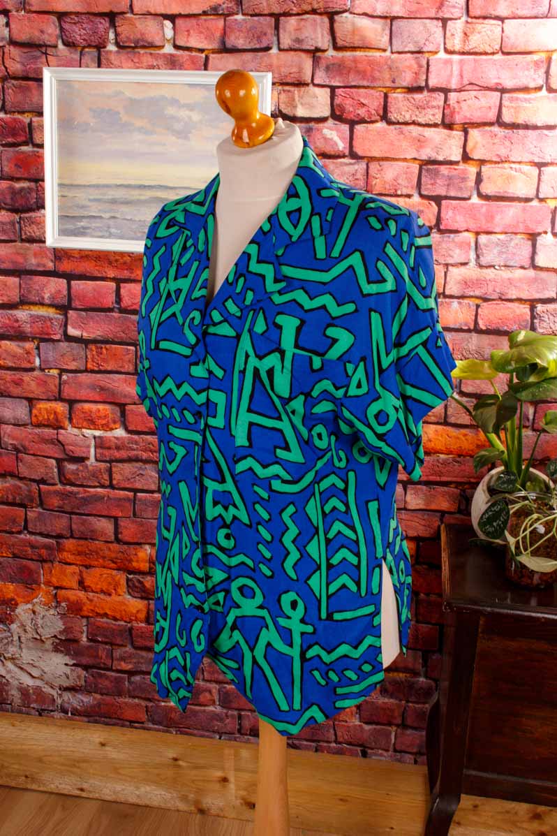 90s Viskose Hemdbluse abstrakt