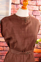 60s Schlauchkleid braun Schimmer