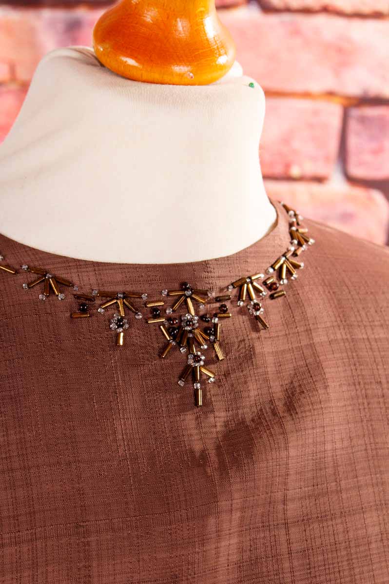 60s Schlauchkleid braun Schimmer