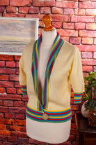 60s Strickjacke gelb Ringel