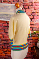 60s Strickjacke gelb Ringel
