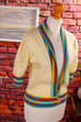 60s Strickjacke gelb Ringel
