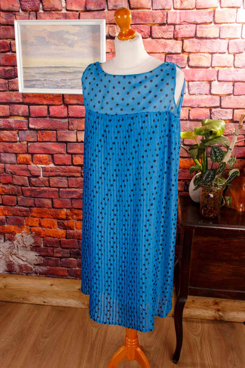 Plisseekleid blau Punkte