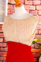60s Abendkleid rot Samt
