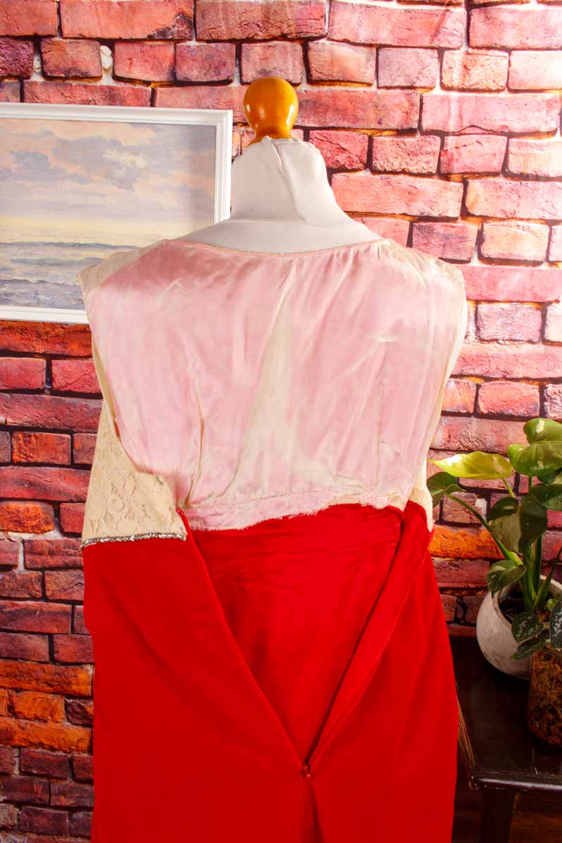 60s Abendkleid rot Samt