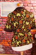 70s Schlager Bluse Jacke braun Blumen